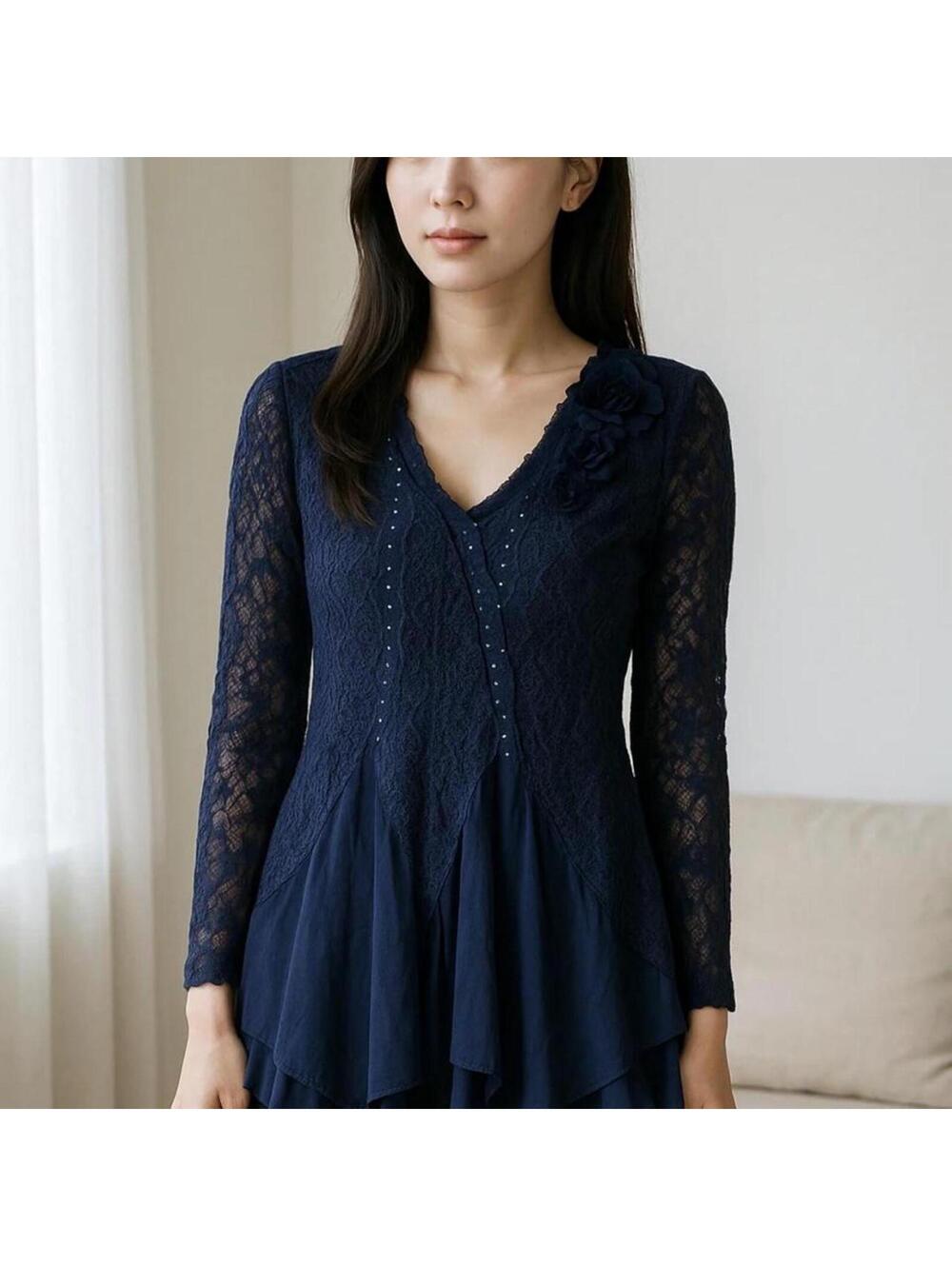 Women's Navy and Blue Blous